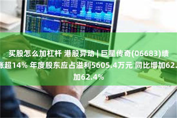 买股怎么加杠杆 港股异动 | 巨星传奇(06683)绩后涨超14% 年度股东应占溢利5605.4万元 同比增加62.4%