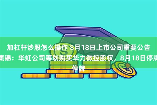 加杠杆炒股怎么操作 8月18日上市公司重要公告集锦：华虹公司筹划购买华力微控股权，8月18日停牌